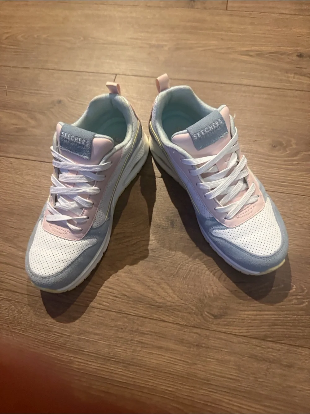 Skechers Women’s Pink, Light Blue & White Athletic Sneakers
